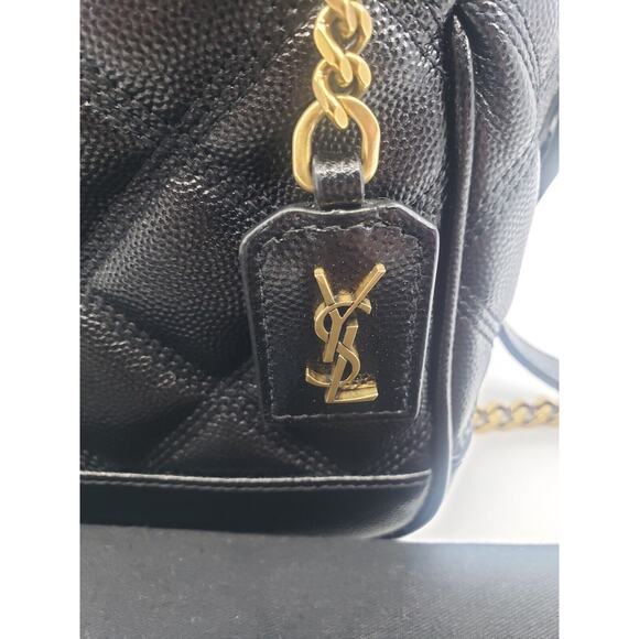 SAINT LAURENT 80's Vanity YSL Crossbody Bag in Quilted Grained Leather $1750 - Picture 3 of 11